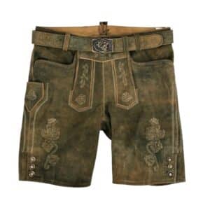Herren Lederhose in antiker Optik mit Gürtel
