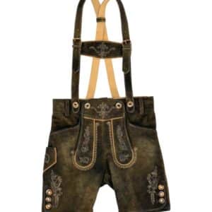 Kinder Lederhose in braun mit Hosenträger