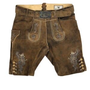 Lederhose in antiker Optik mit Gürtel
