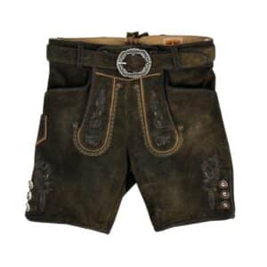 Kinderlederhose mit Gürtel in dunkelbraun