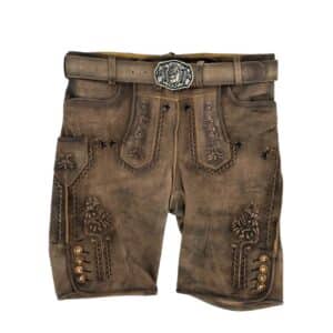 Herren Lederhose mit Gürtel in antiker Optik