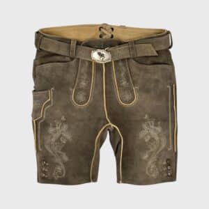 Kurze Lederhose Buchberger Strawanzer aus Ziegenvelour in grau
