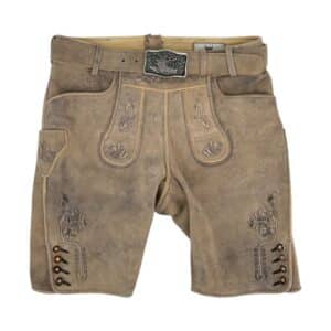 Lederhose mit Gürtel aus Wildbock in beige