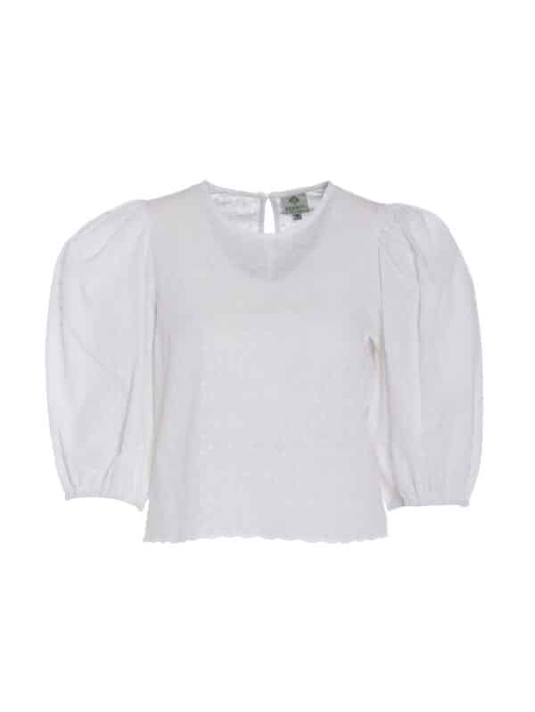 Trachtenbluse mit Puffarm in weiß