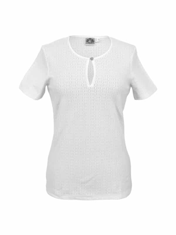 Trachtenshirt in weiß mit feinem Lochmuster