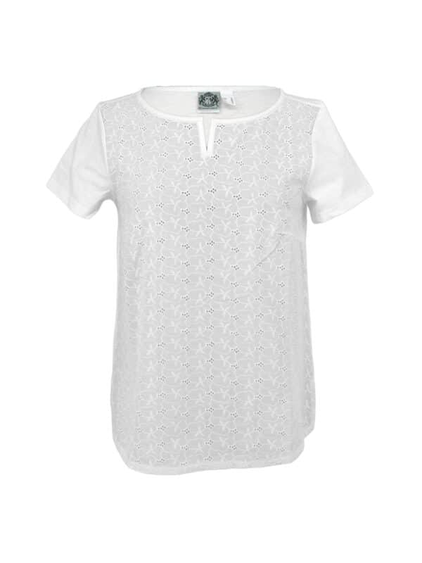 Trachtenshirt in weiß mit Lochmuster